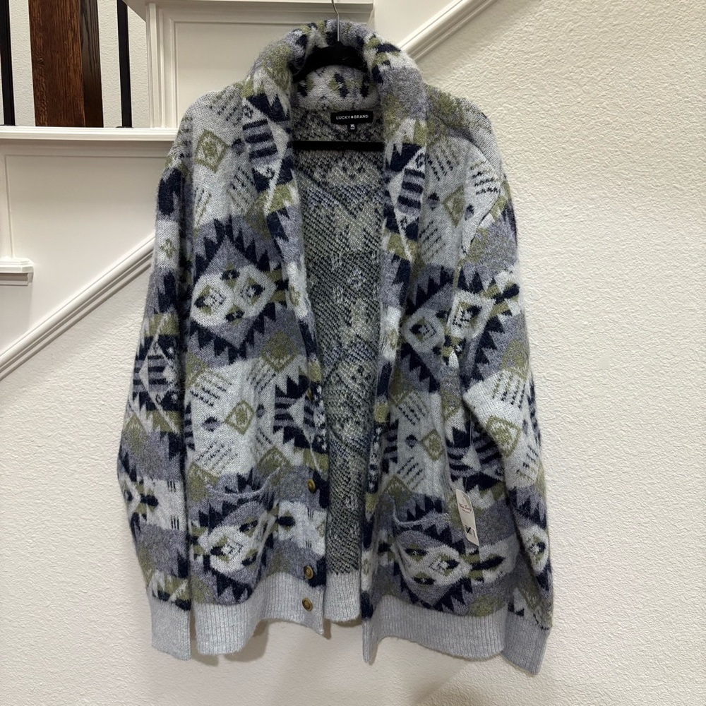 NWT Lucky Brand Boho Aztec Chunky Cardigan Sweater